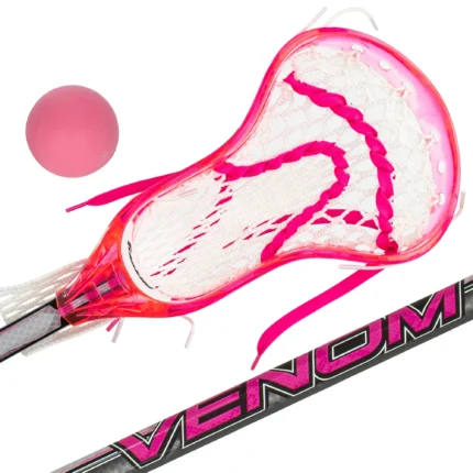 Franklin Sports Kids Mini Lacrosse Stick + Ball Set - Venom Youth Plastic 34" Inch Lacrosse Stick for Beginners - Boys + Girls Toy Lacrosse Set - Perfect Lax Set for Kids + Toddlers - Pink