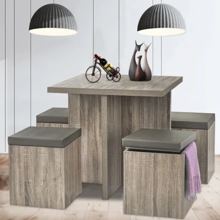 SUGIFT Dining Table Set for 4, 31in Kitchen Table and Chairs Set of 4, for Small Space, Apartment, Dinette, Taupe